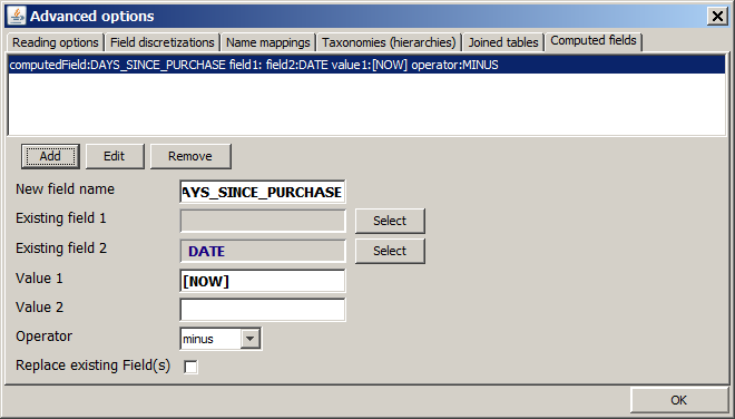 joined table specification tab